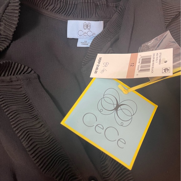 CeCe By Cynthia Steffe Plissa Trim Jumpsuit In Rich Black - Size 12 NWT- Reemoly - Picture 7 of 15